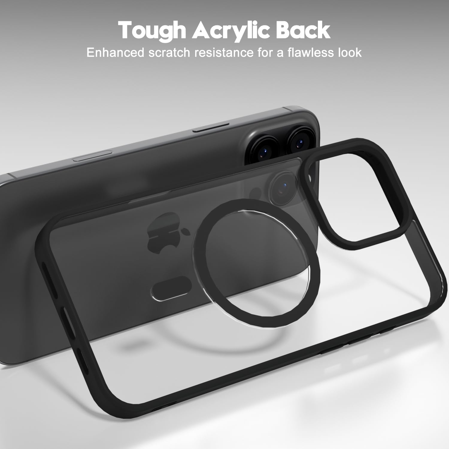 Entronix [Magnetic] Case Compatible with iPhone 12/12 Pro - [Clear Back] Soft Matte Frame