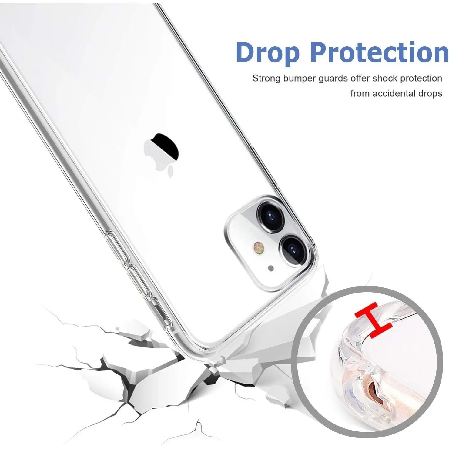 Entronix Heavy Duty Clear Case for Apple iPhone 11, Crystal Clear Transparent Bumper Cover - Entro Retail
