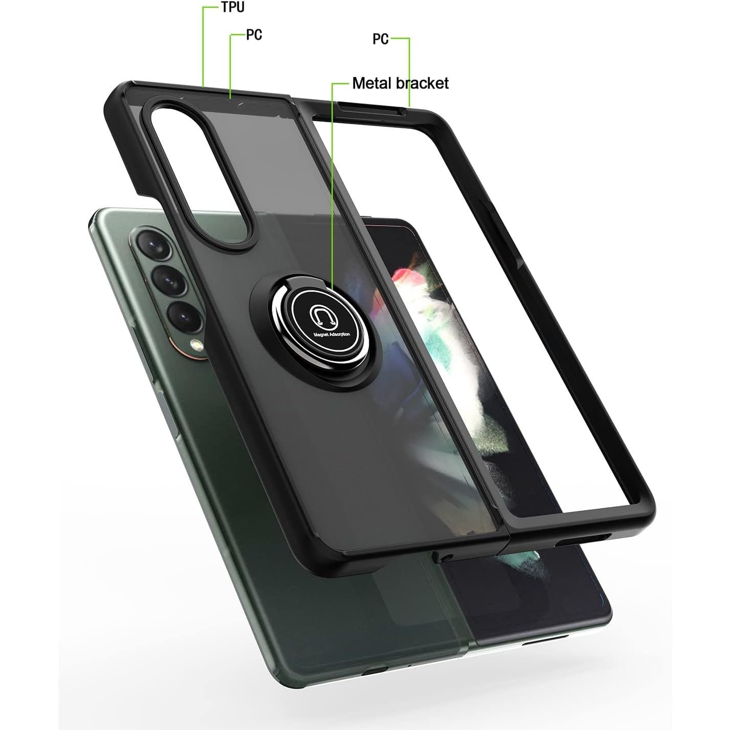 Entronix Samsung Galaxy Z Fold 4 Matte Ring Holder Case - Entro Retail