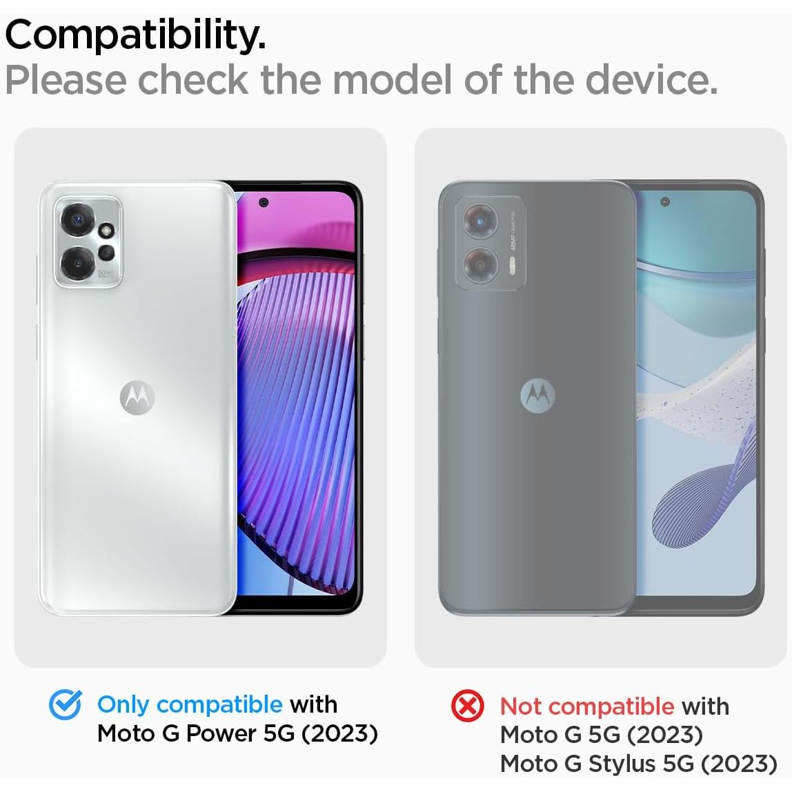 Entronix Clear Case for Motorola G Power 2023, Crystal Clear Transparent Bumper Cover - Entro Retail