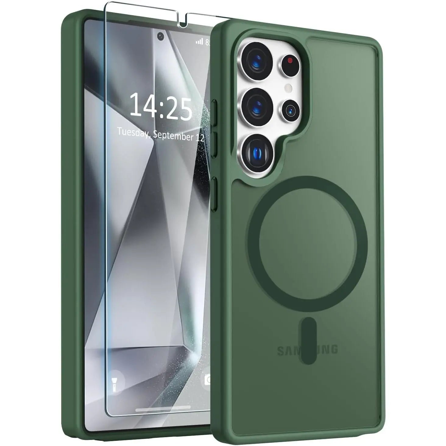 Entronix Bundle Compatible with Galaxy S25 Ultra - [Magnetic] Translucent Matte Case & 1 Clear Screen Protector - Entronix