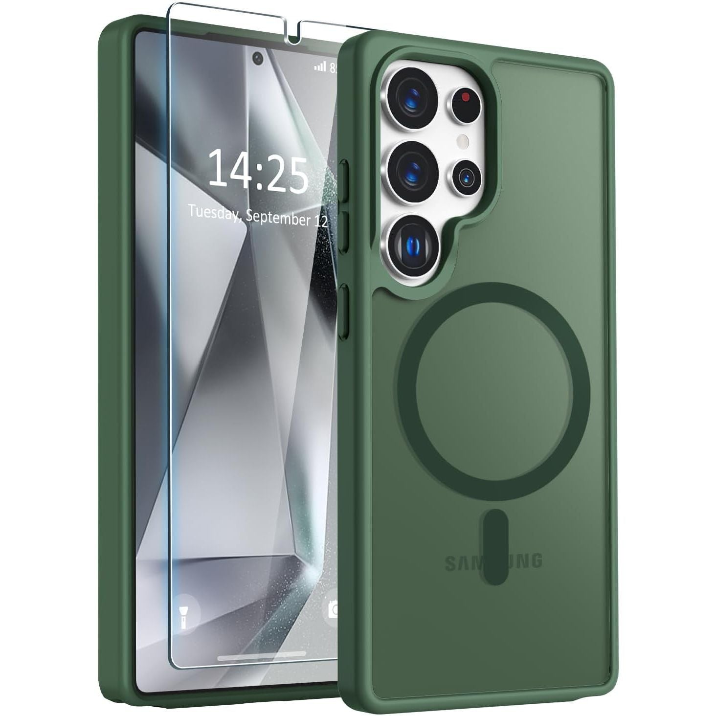 Entronix Bundle Compatible with Galaxy S25 Ultra - [Magnetic] Translucent Matte Case & 2 Clear Screen Protectors