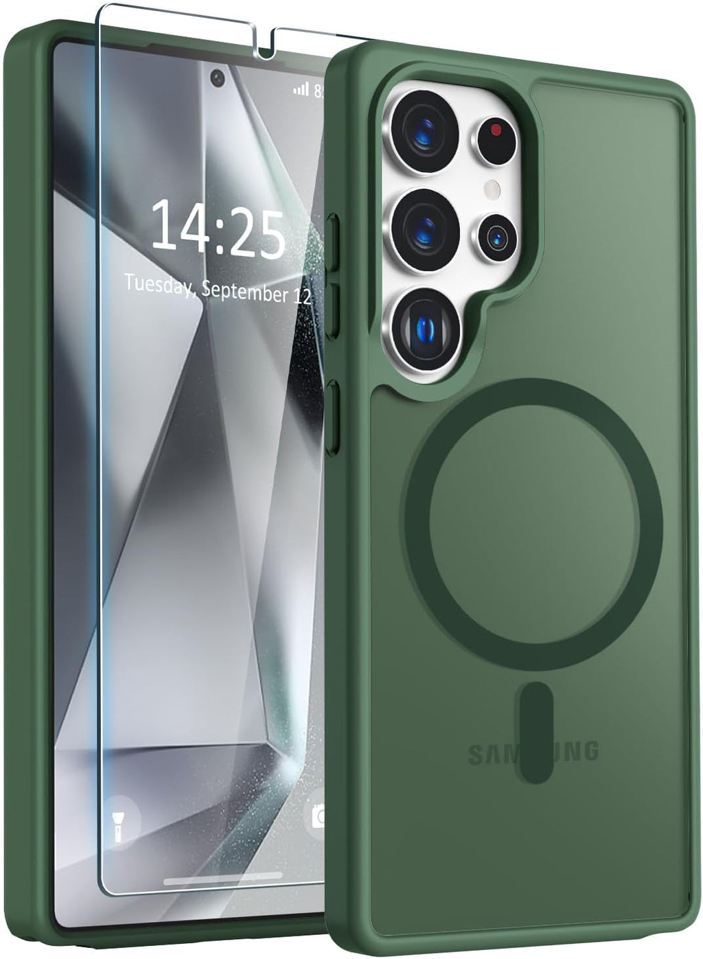 Entronix Bundle Compatible with Galaxy S24 Ultra - [Magnetic] Translucent Matte Case & 1 Clear Screen Protector