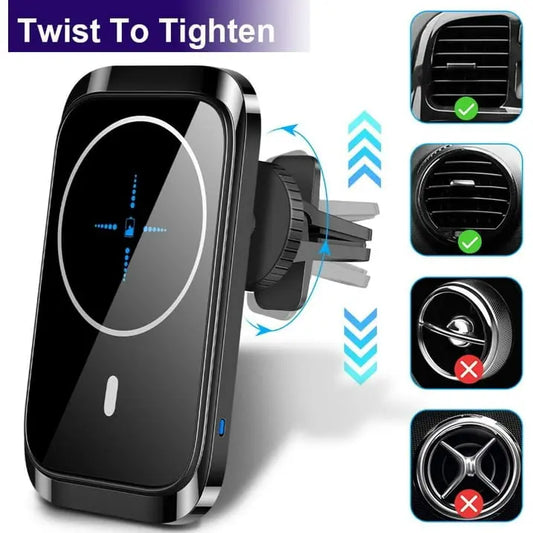Entronix [Magnetic] Suction Cup Car Phone Holder - Fast Wireless Charging - Entronix