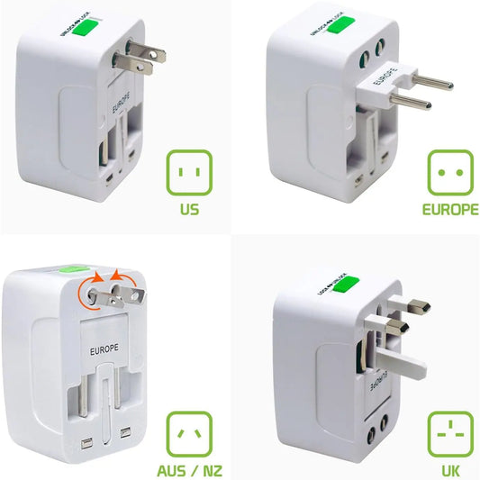 Entronix International Plug Adapter - 2-Pack Converter for EU, UK, AU, Asia to US Outlets - Entronix