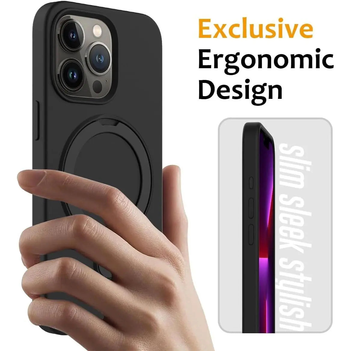 Entronix Silicone Case Designed for Apple iPhone 16 Plus with Stand, Protection Shockproof Dropproof Dustproof Slim Design Phone Cover - Entro Retail