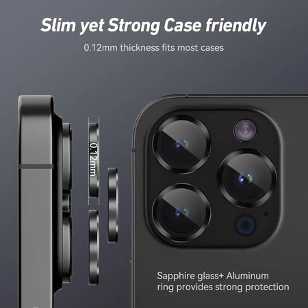 Entronix Metallic Camera Lens Protector for Apple iPhone 15 Pro Max, Easy Installation, - Entro Retail