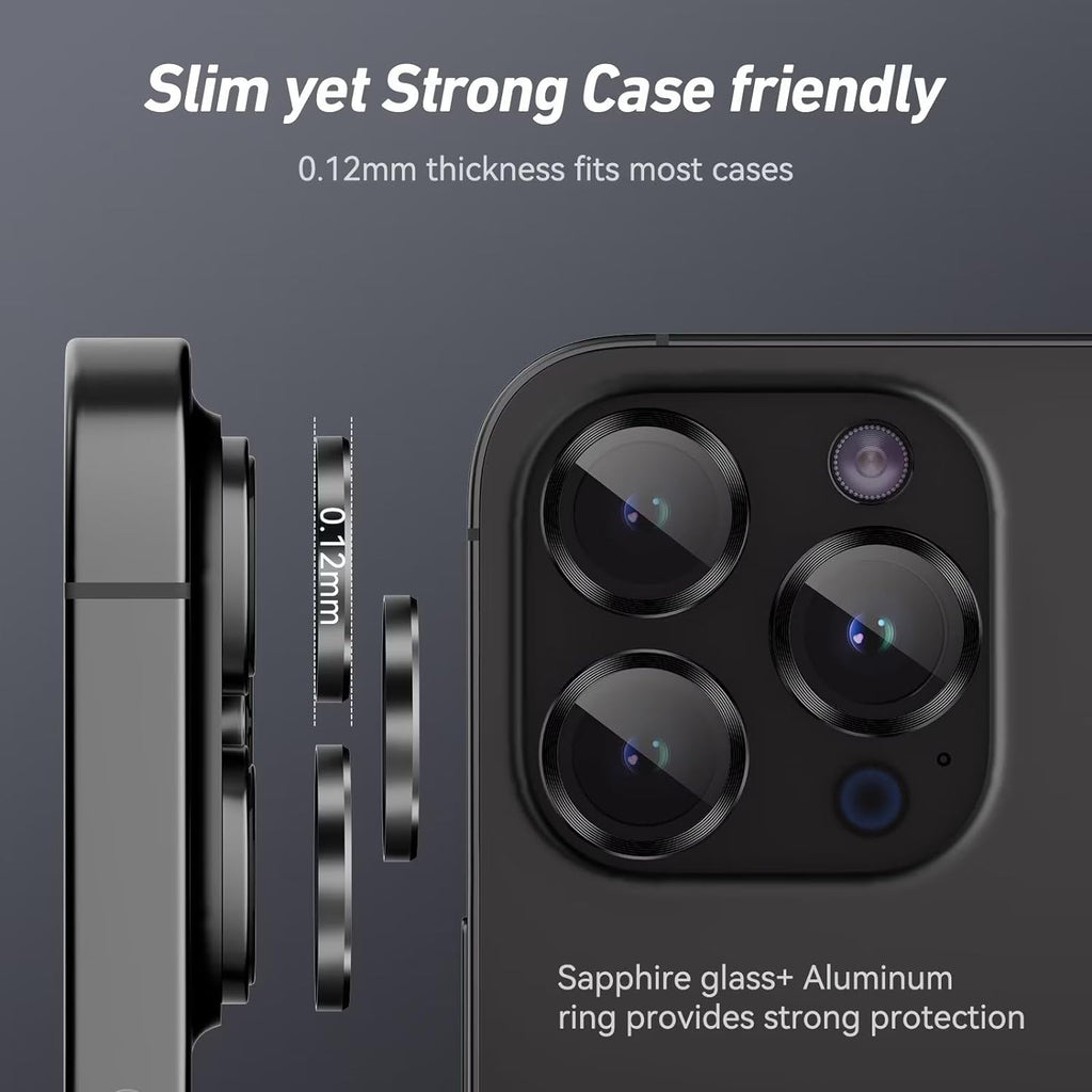 Entronix Metallic Camera Lens Protector for Apple iPhone 14 Pro Max, Easy Installation, - Entro Retail