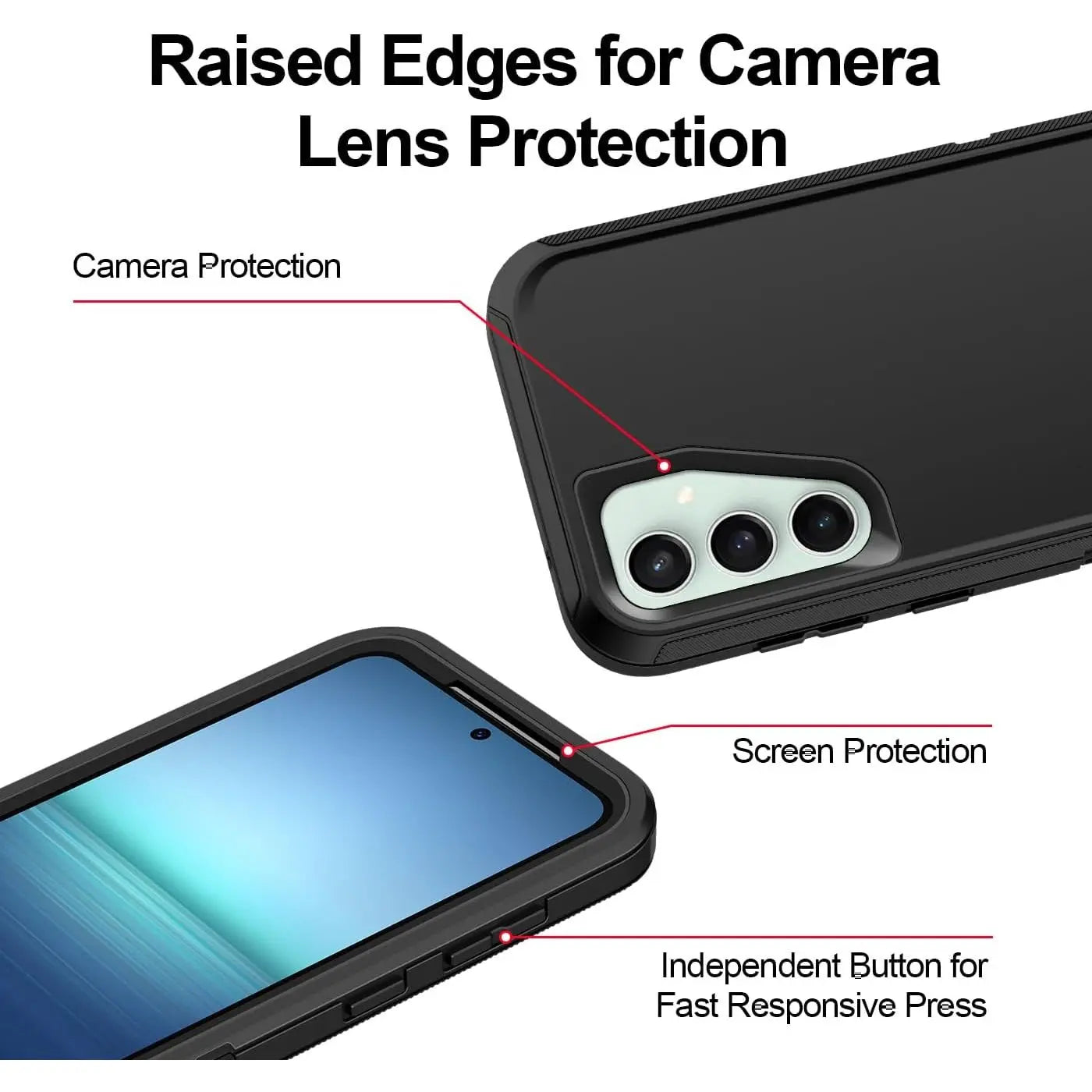 Entronix Bundle Compatible with Galaxy S25 Plus - Heavy Duty Case & 2 Clear Screen Protectors - Entronix