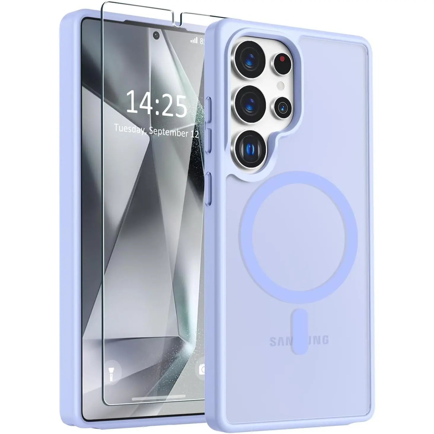 Entronix Bundle Compatible with Galaxy S24 Ultra - [Magnetic] Translucent Matte Case & 1 Clear Screen Protector - Entronix