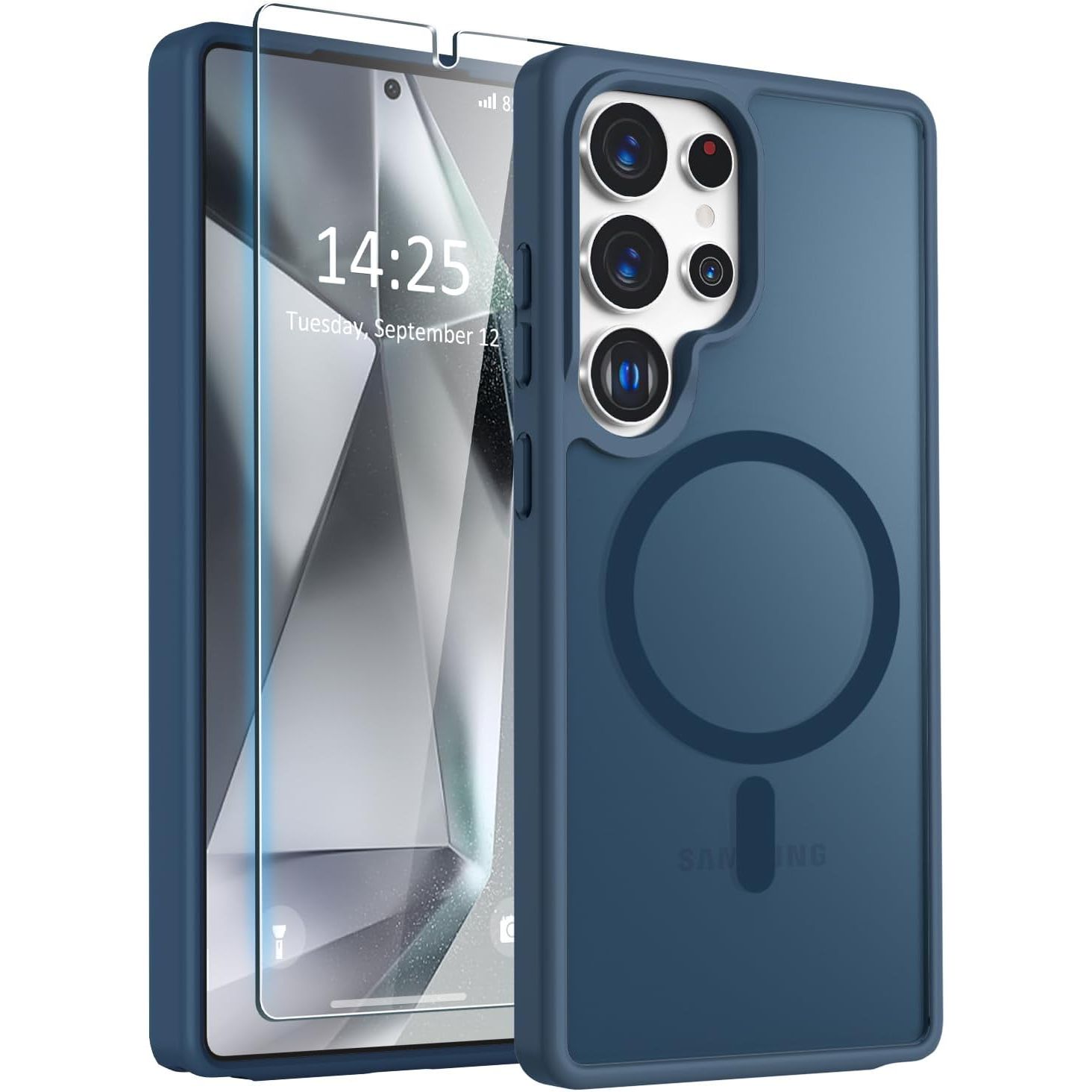 Entronix Bundle Compatible with Galaxy S24 Ultra - [Magnetic] Translucent Matte Case & 2 Clear Screen Protectors