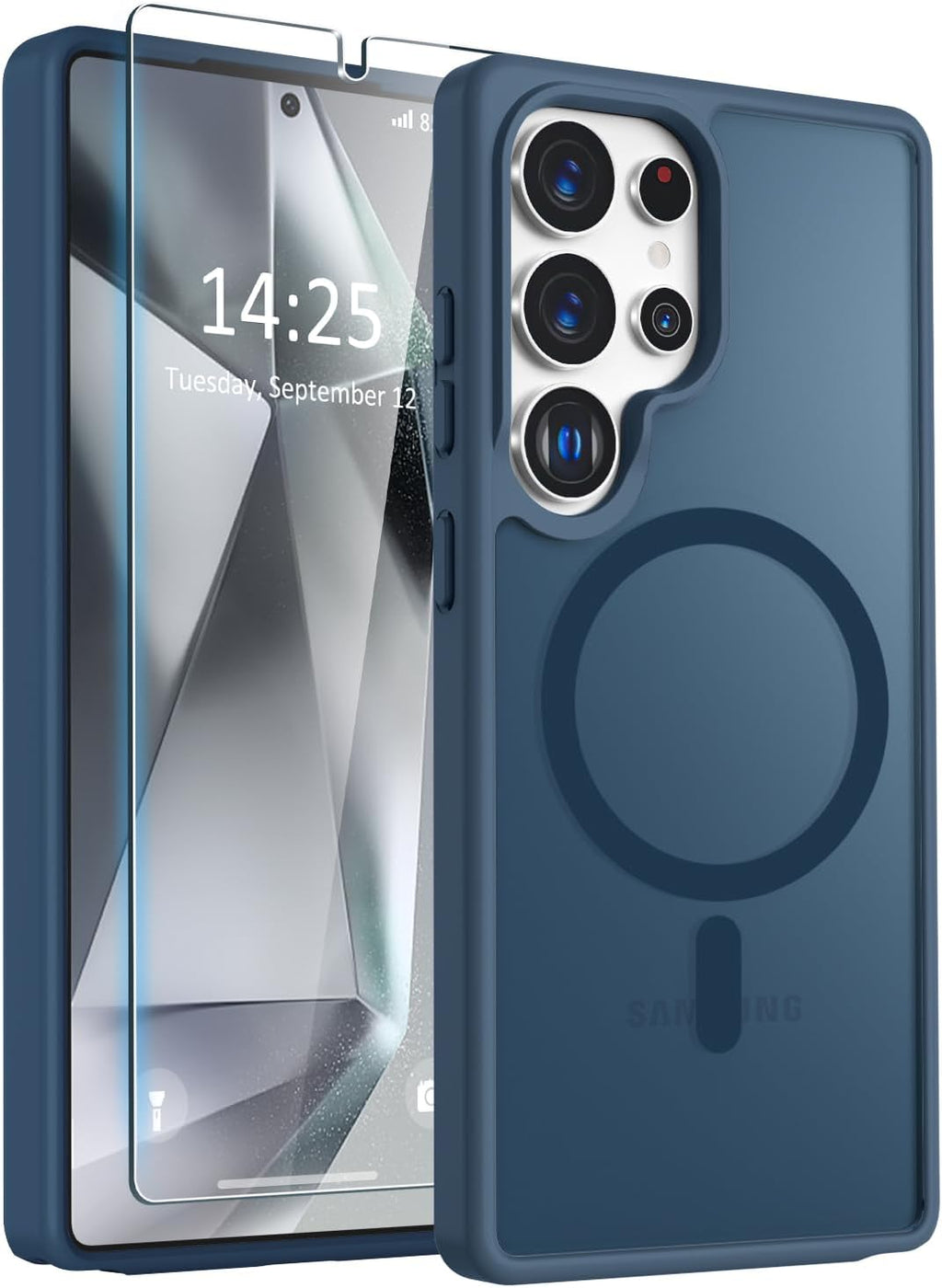 Entronix Bundle Compatible with Galaxy S24 Ultra - [Magnetic] Translucent Matte Case & 2 Clear Screen Protectors