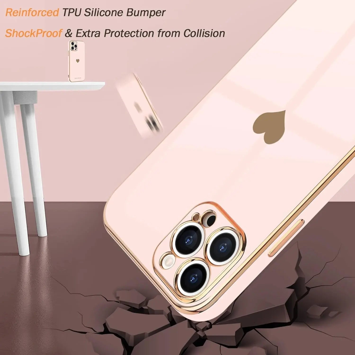 Entronix Case Compatible with iPhone 14 - [Flexible] Luxury Glossy Heart - Entronix