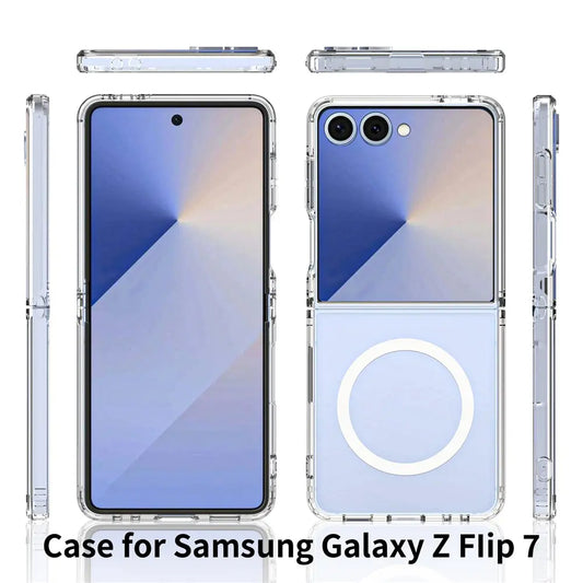 Entronix [Magnetic] Case Compatible with Galaxy Z Flip 7 - [Hard Back] Slim Clear - Entronix