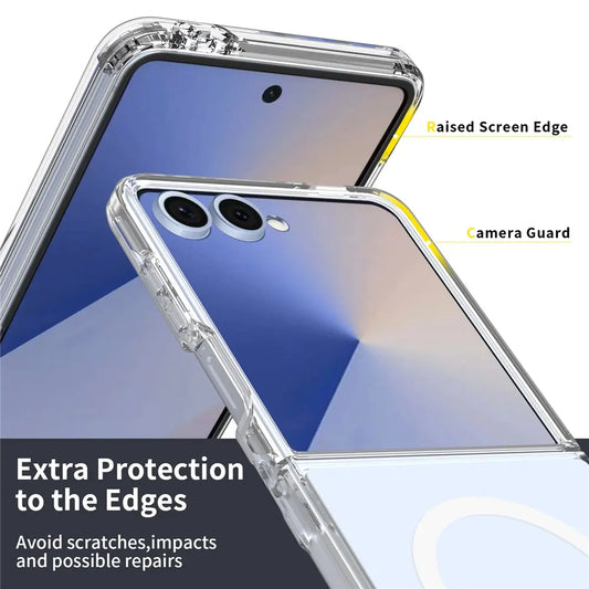 Entronix [Magnetic] Case Compatible with Galaxy Z Flip 7 - [Hard Back] Slim Clear - Entronix