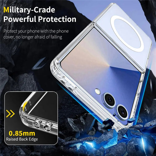 Entronix [Magnetic] Case Compatible with Galaxy Z Flip 7 - [Hard Back] Slim Clear - Entronix