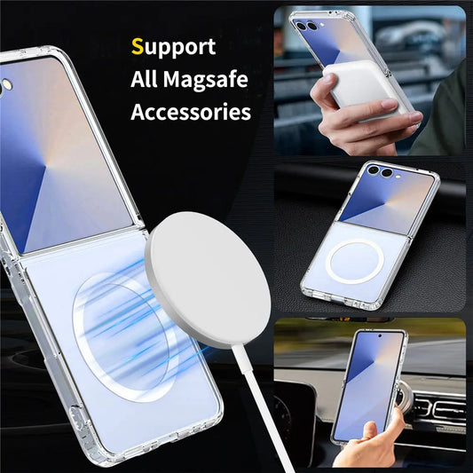 Entronix [Magnetic] Case Compatible with Galaxy Z Flip 7 - [Hard Back] Slim Clear - Entronix