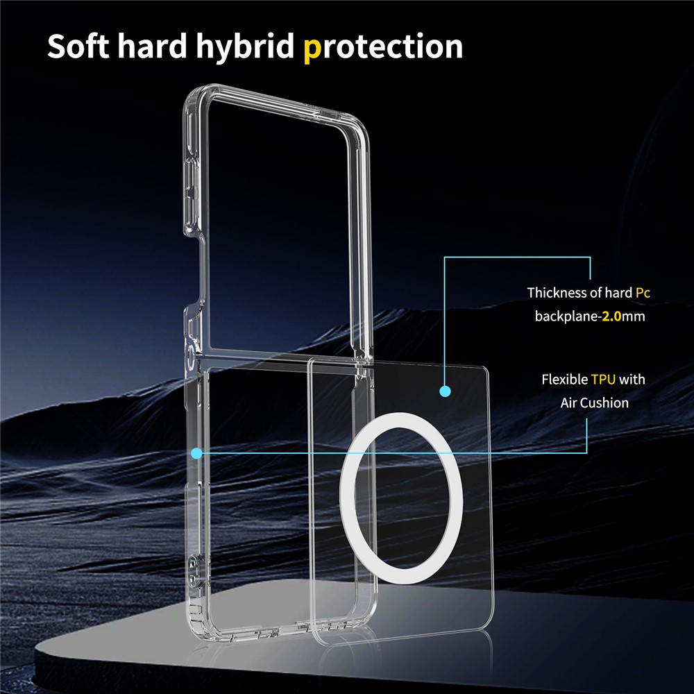 Entronix [Magnetic] Case Compatible with Galaxy Z Flip 7 - [Hard Back] Slim Clear