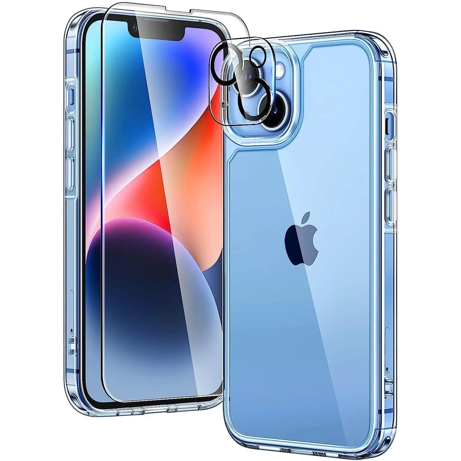 Entronix Case Heavy Duty Transparent Case Designed for Apple iPhone 14 with 1 Screen Protector and Camera Lens, Shockproof Dropproof Slim Case Clear - Entro Retail