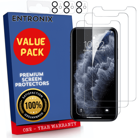 Entronix Case Screen Protector Bundle with Camera Cover Designed for Apple iPhone 11 Clear 9H Hardness,Bubble Free Easy Install, 3 PACK - Entro Retail