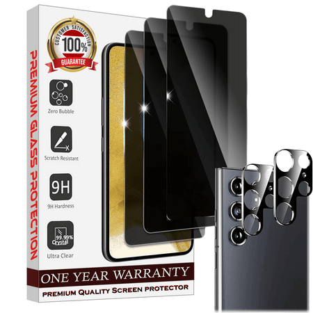 Entronix Case Privacy Screen Protector for Samsung Galaxy S24 Ultra with Camera Lens [3+2], Anti-Spy Tempered Film - Entro Retail