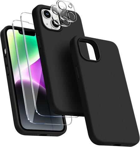 Entronix Case Silicone Case Designed for Apple iPhone 15 Plus Liquid Silicone Case, 5 in 1 Bundle Case with 2 Clear Tempered Glass and 2 Camera Lens - Entro Retail