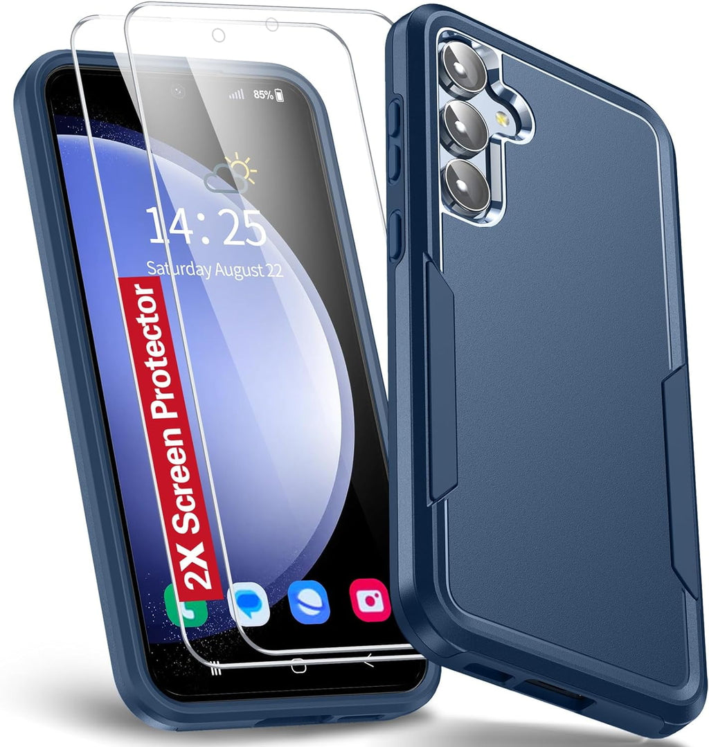 Entronix Heavy Duty Case Designed for Samsung Galaxy A24 Case with 2 Pack Tempered Glass Screen Protector, Shockproof Dropproof Anti-Scratch Case - Entro Retail
