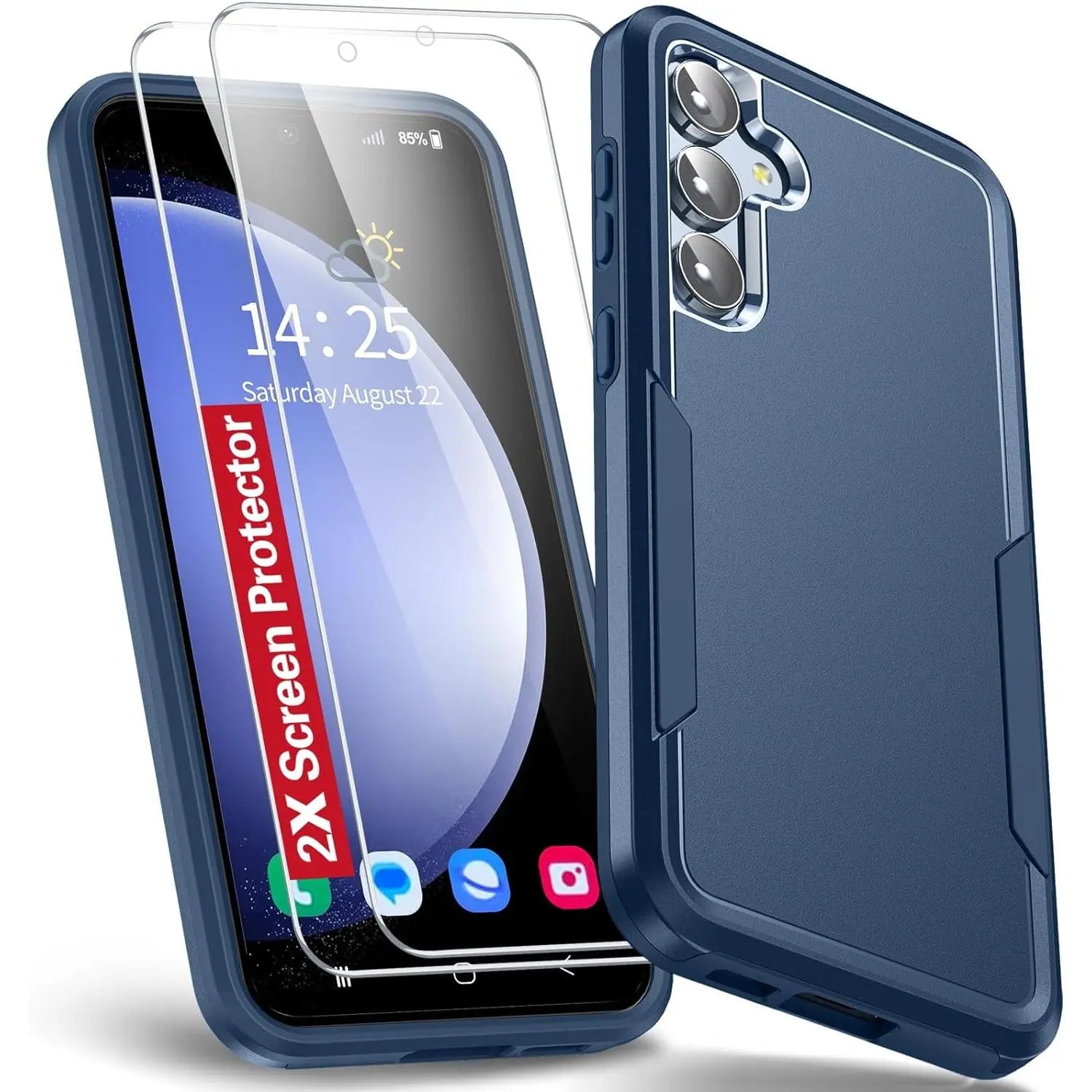 Entronix Heavy Duty Case Designed for Samsung Galaxy A25 Case with 2 Pack Tempered Glass Screen Protector, Shockproof Dropproof Anti-Scratch Case - Entro Retail