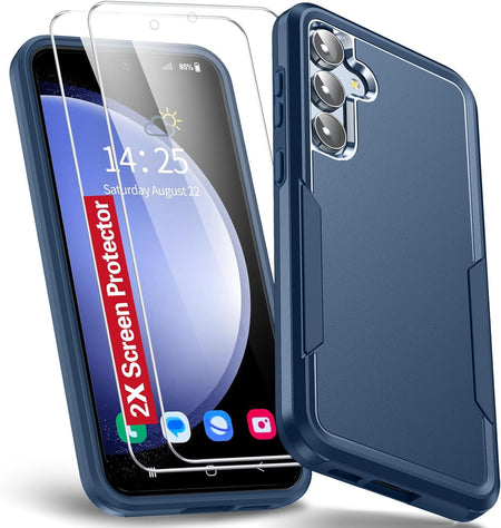Entronix Heavy Duty Case Designed for Samsung Galaxy S23 Case with 2 Pack Tempered Glass Screen Protector, Shockproof Dropproof Anti-Scratch Case - Entro Retail