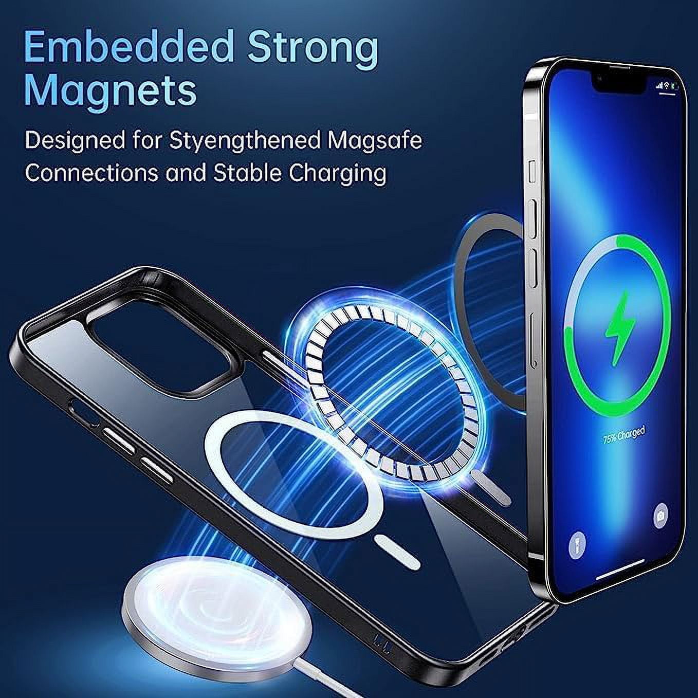 Entronix Bundle Compatible with iPhone 14 Plus - [Magnetic] Clear Case, 2 Clear Screen Protectors & 1 Metallic Camera Lens Protector
