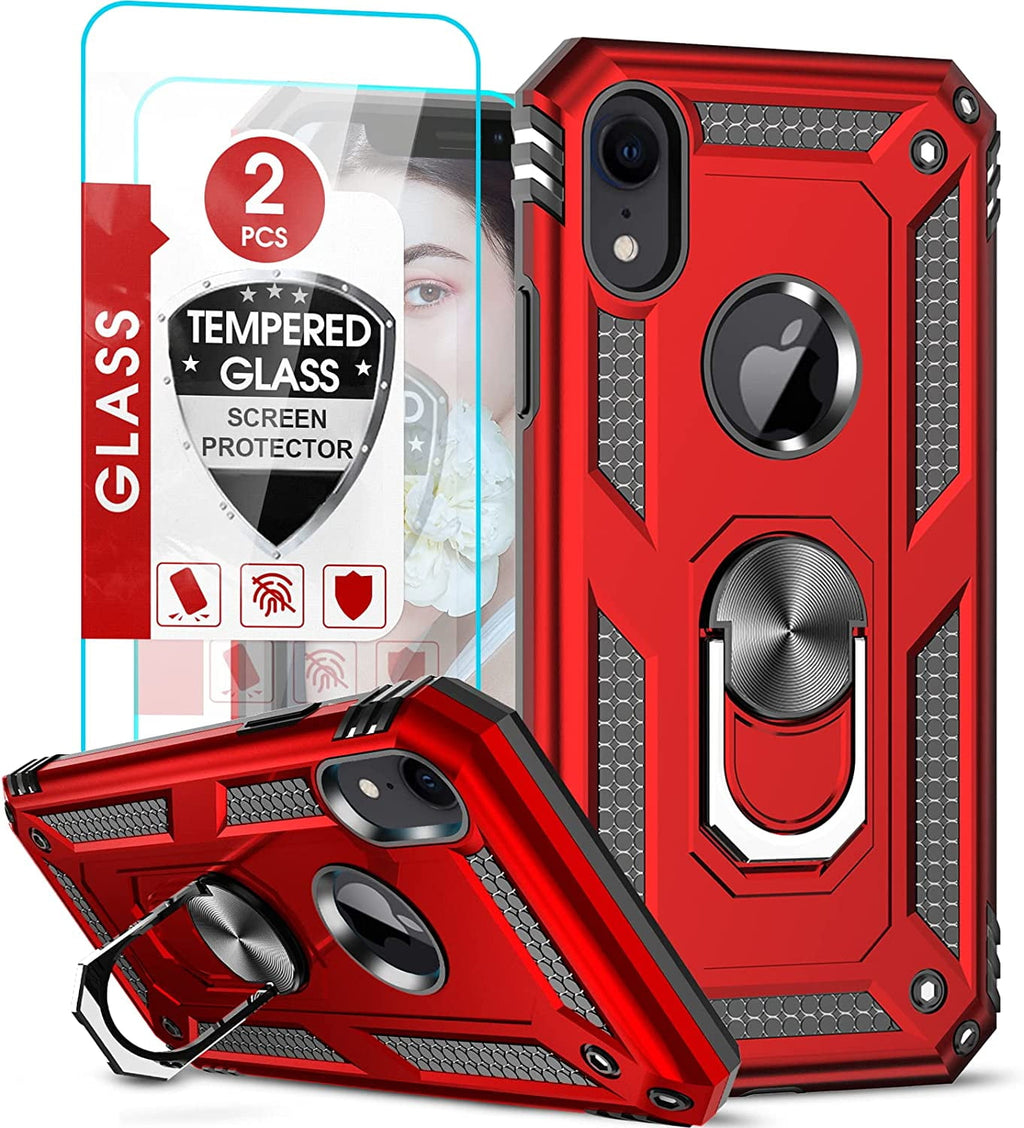 Entronix Apple iPhone XR Case - Guard Ring Holder & 2 Clear Screen Protectors - Entro Retail