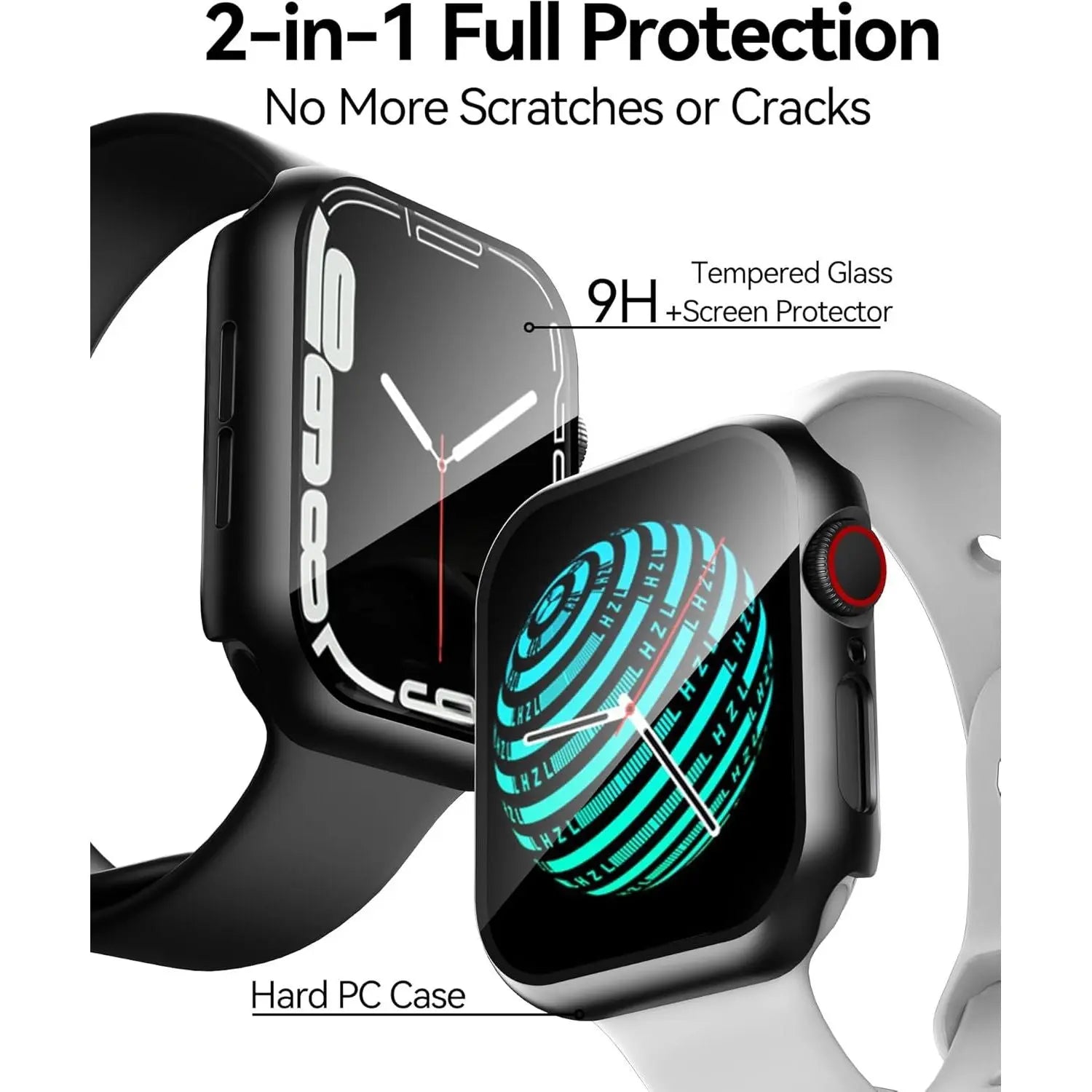 Entronix Case Compatible with iWatch Series 6/5/4/SE (3rd/2nd/1st Gen), 44mm - Hard Cover w/ Built-In Screen Protector - Entronix