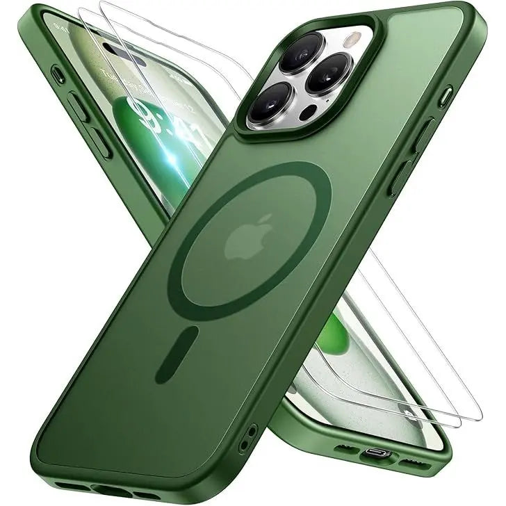 Entronix Apple iPhone 14 Pro Max [Magnetic-Compatible] Clear Case & 2 Tempered Glass Screen Protectors - Entronix