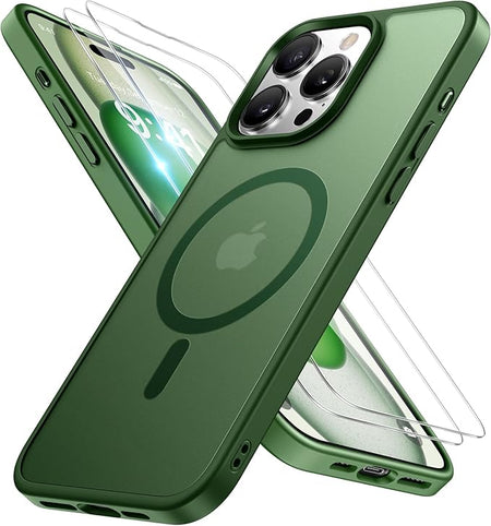 Entronix Apple iPhone 15 Pro [Magnetic-Compatible] Clear Case & 2 Tempered Glass Screen Protectors - Entronix