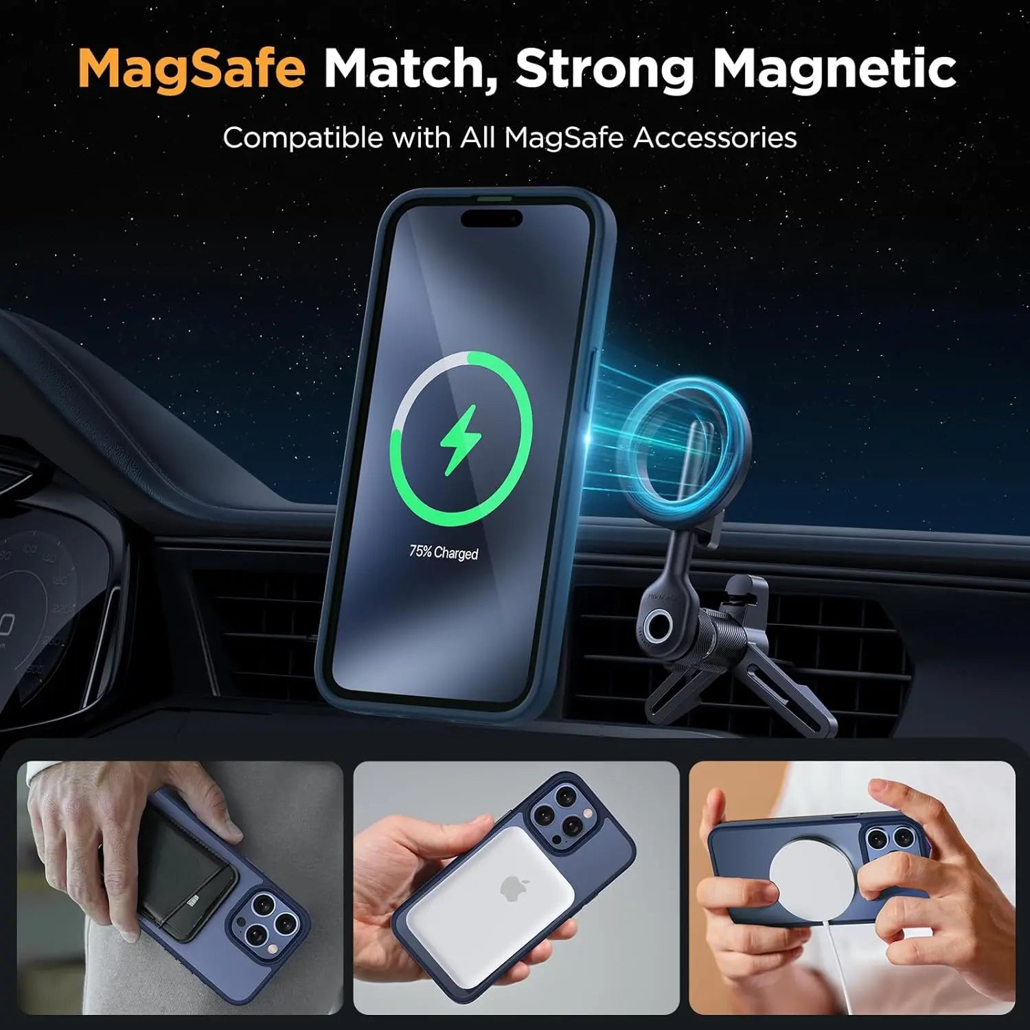 Entronix Apple iPhone 15 Pro Max [Magnetic-Compatible] Clear Case & 2 Tempered Glass Screen Protectors - Entronix