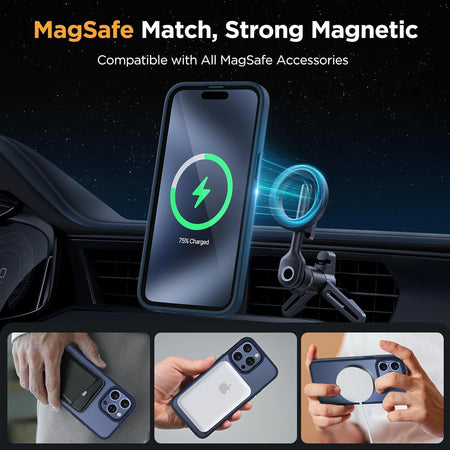 Entronix Apple iPhone 15 Pro [Magnetic-Compatible] Clear Case & 2 Tempered Glass Screen Protectors - Entronix