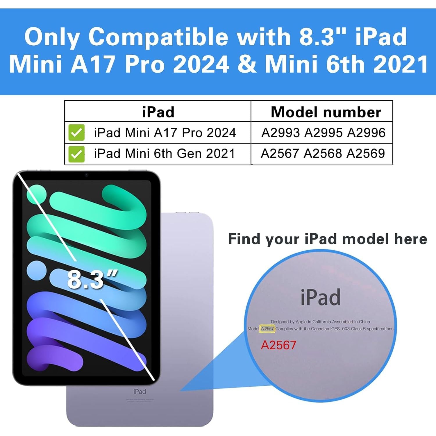 Entronix Case Compatible with iPad Mini 7 (A17 Pro), 8.3" (2024, 7th Gen) - Triple-Layer Heavy Duty Protection