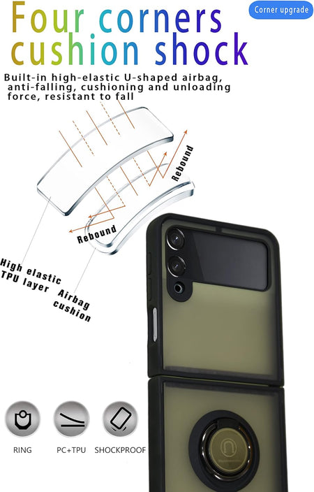 Entronix Matte Ring Case for Samsung Galaxy Z Flip 4, Slim Matte Cover with Built-In Kickstand, - Entro Retail