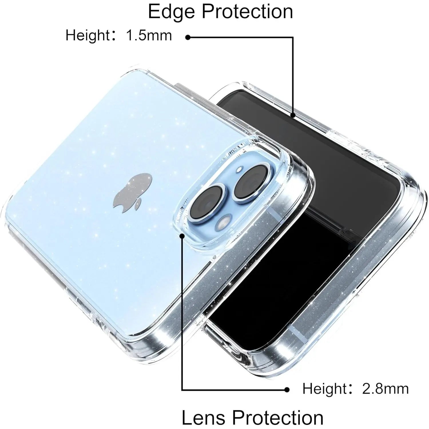Entronix Glitter Clear Case for Apple iPhone X/XS, Crystal Clear Sparkly Bumper Cover - Entro Retail