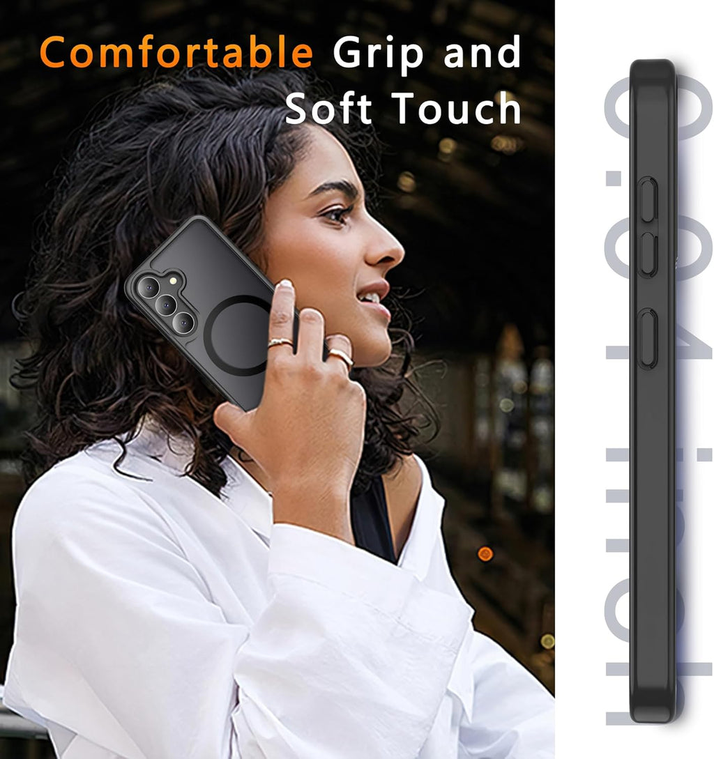 Entronix Bundle Compatible with Galaxy S24 Plus - [Magnetic] Translucent Matte Case & 1 Clear Screen Protector