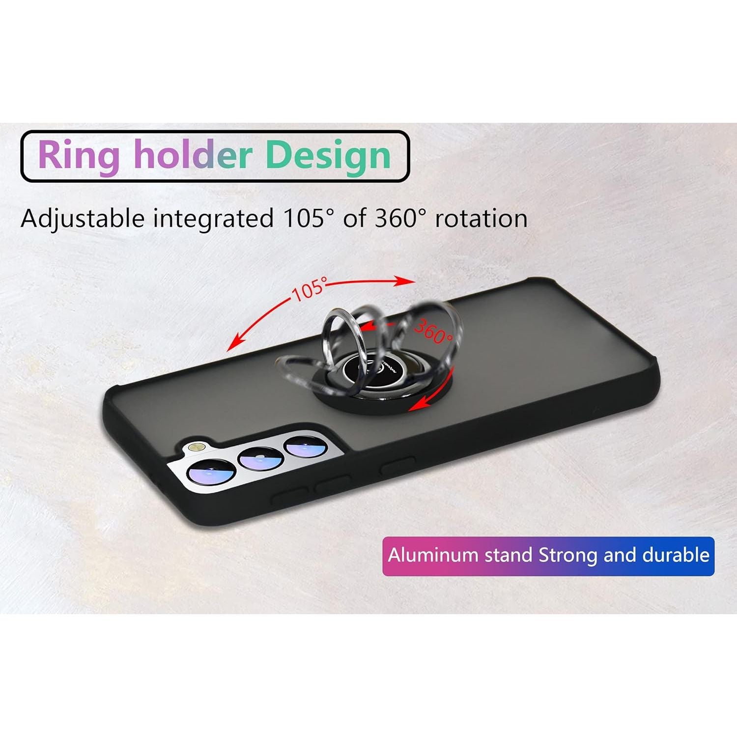 Entronix Matte Ring Case for Samsung Galaxy A14, Slim Matte Cover with Built-In Kickstand, - Entro Retail