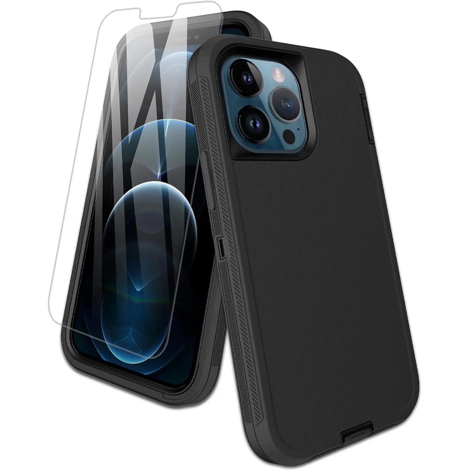 Entronix 2-in-1 Bundle for Apple iPhone 13 Pro Max, Heavy Duty Case & Clear Tempered Glass Screen Protector, Full Protection & Easy Installation - Entro Retail