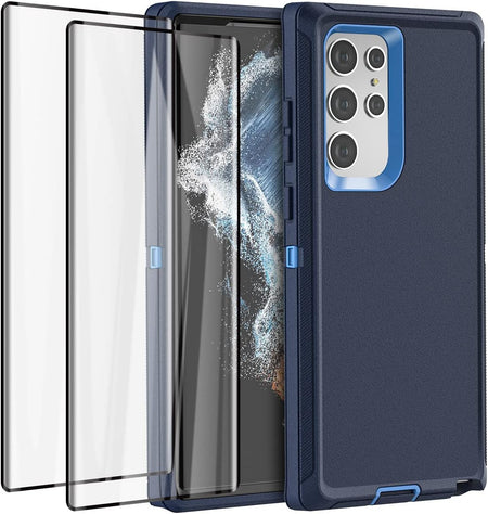 Entronix 3-in-1 Bundle for Samsung Galaxy S24 Ultra, Heavy Duty Case & 2 Clear Tempered Glass Screen Protectors - Entro Retail