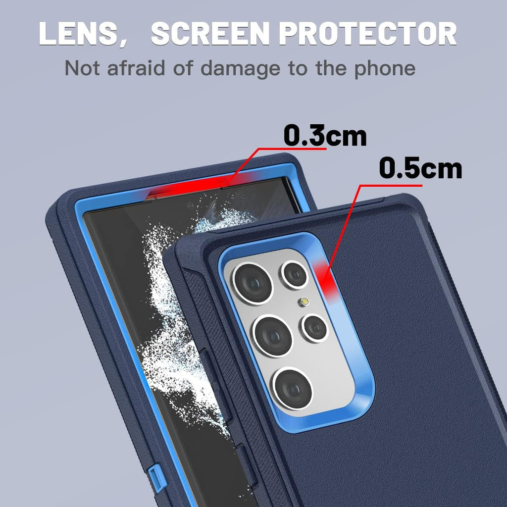 Entronix 3-in-1 Bundle for Samsung Galaxy S24 Ultra, Heavy Duty Case & 2 Clear Tempered Glass Screen Protectors - Entro Retail