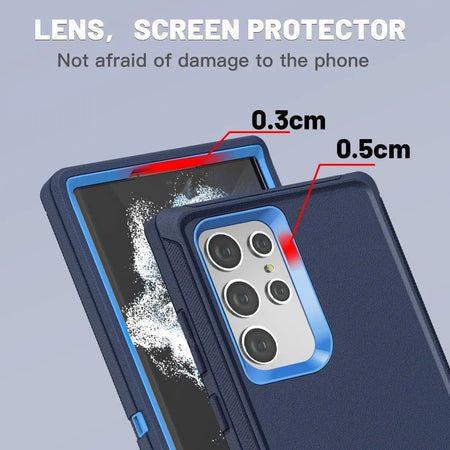 Entronix 3-in-1 Bundle for Samsung Galaxy S24 Ultra, Heavy Duty Case & 2 Clear Tempered Glass Screen Protectors - Entro Retail