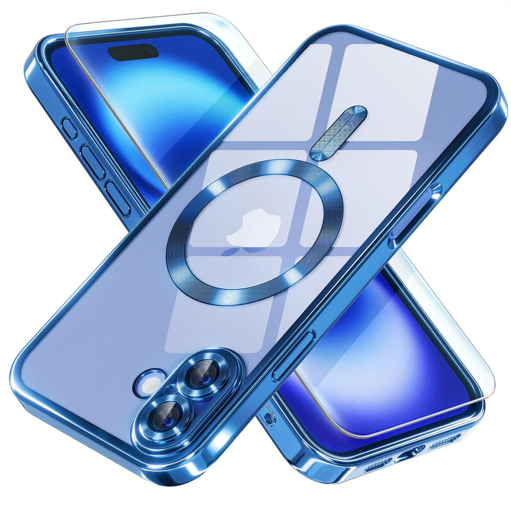 Entronix Bundle Compatible with iPhone 16 Plus - [Magnetic] Luxury Glossy Case & 1 Clear Screen Protector