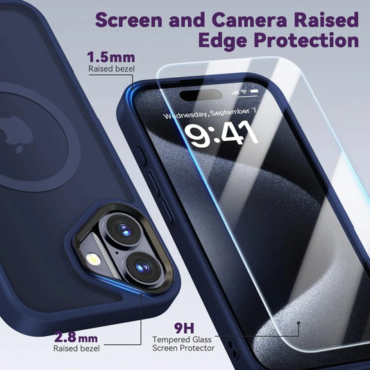Entronix Apple iPhone 16 [Magnetic-Compatible] Clear Case & 2 Tempered Glass Screen Protectors - Entronix