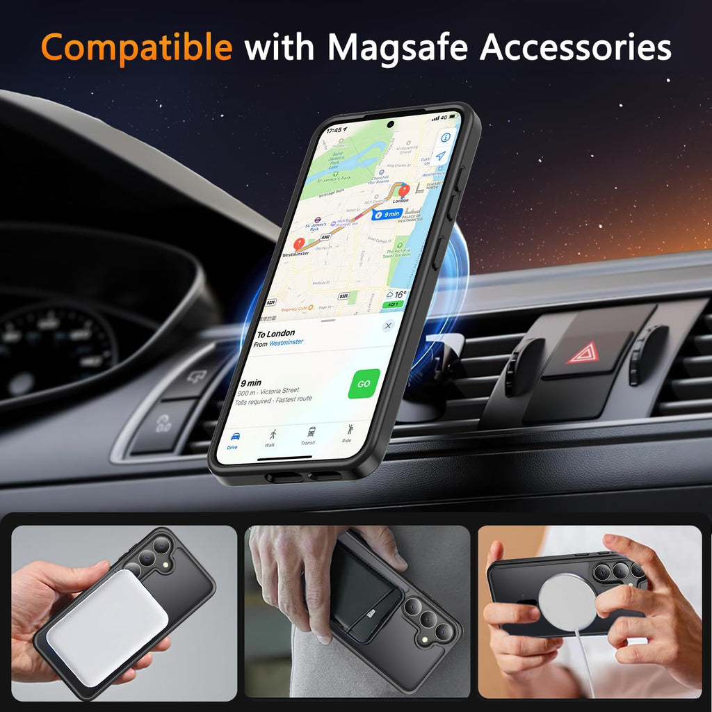 Entronix Bundle Compatible with Galaxy S24 - [Magnetic] Translucent Matte Case & 1 Clear Screen Protector