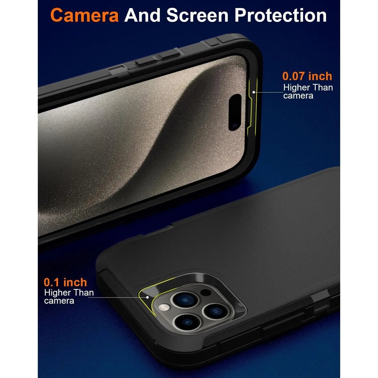 Entronix 3-in-1 Bundle for Apple iPhone 15 Pro, Heavy Duty Case & 2 Clear Tempered Glass Screen Protectors - Entro Retail