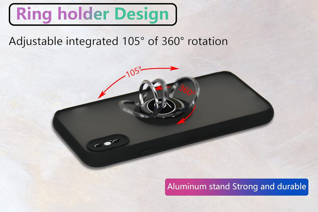 Entronix Matte Ring Case for Apple iPhone X/XS, Slim Matte Cover with Built-In Kickstand, - Entro Retail